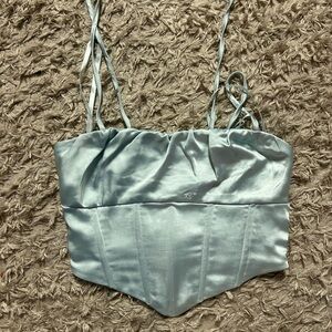 LA Hearts Silk Blue Corset Top